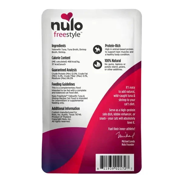 Nulo Freestyle Grain-Free Yellowfin Tuna and Shrimp in Broth Wet Cat Food Topper - 2.8 Oz - Case of 24