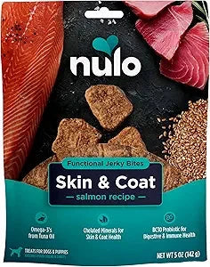 Nulo Functional Jerky Bites Skin and Coat Salmon Recipe Jerky Dog Treats - 5 Oz Default Title