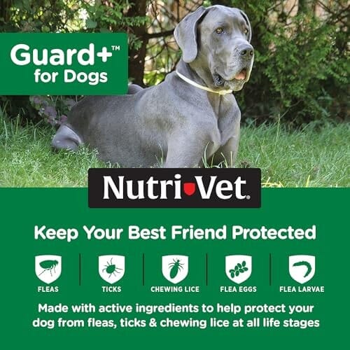 Nutri-Vet Guard+ Waterproof Topical Dog Flea and Tick Prevention Treatment - 3 Month Dose - 90 Count