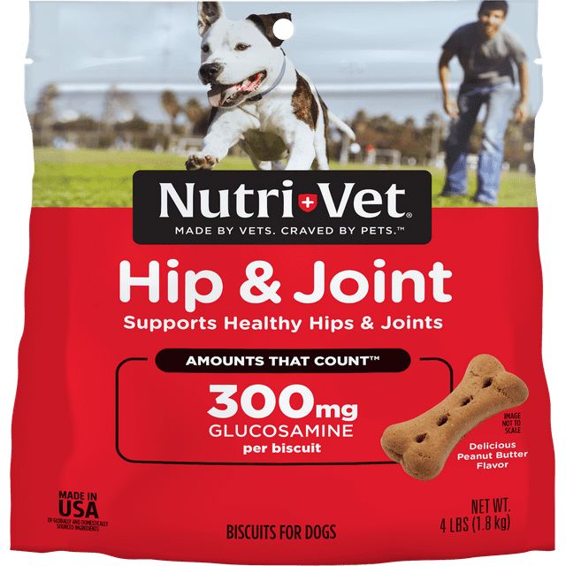 Nutri-Vet Hip and Joint Advanced-Strength Peanut Butter Crunchy Dog Biscuits Treats - Medium - 4 Lbs Default Title