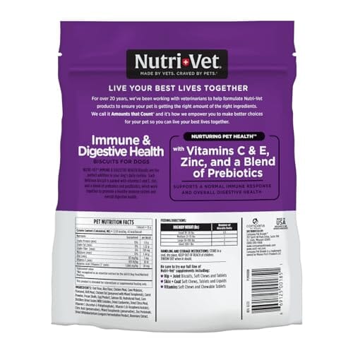 Nutri-Vet Immune and Degstive Health Chicken and Salmon Crunchy Dog Biscuits Treats - 16 Oz