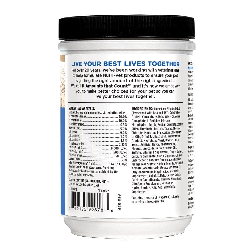 Nutri-Vet Milk Replacer Powder with Probiotics for Nursing Kittens - 12 Oz