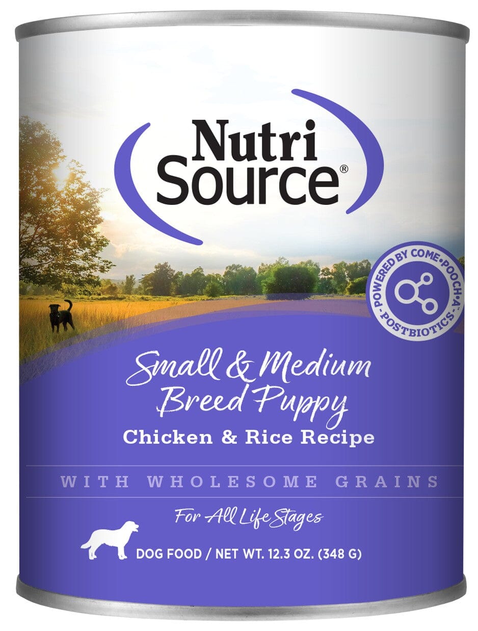 Nutrisource Chicken and Rice with Wholesome Grains Small and Medium Breed Puppy Canned Dog Food - Case of 12 12.3 Oz - Case of 12