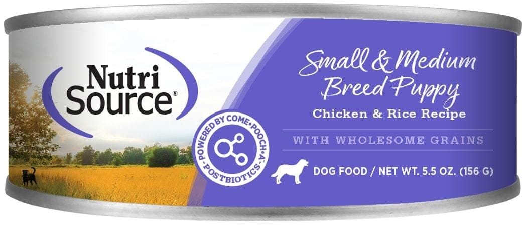 Nutrisource Chicken and Rice with Wholesome Grains Small and Medium Breed Puppy Canned Dog Food - Case of 12 5.5 Oz - Case of 12