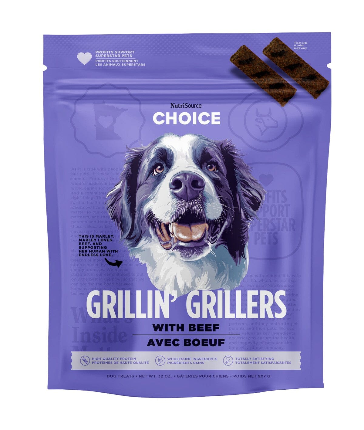Nutrisource Choice Grillin' Grillers Beef Soft and Chewy Dog Treats 32 Ounce