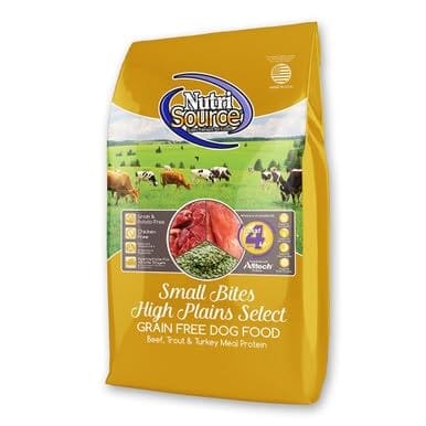 Nutrisource Grain-Free High Plains Select Small Bites Beef Trout and Turkey Dry Dog Food - 4 Lbs Default Title