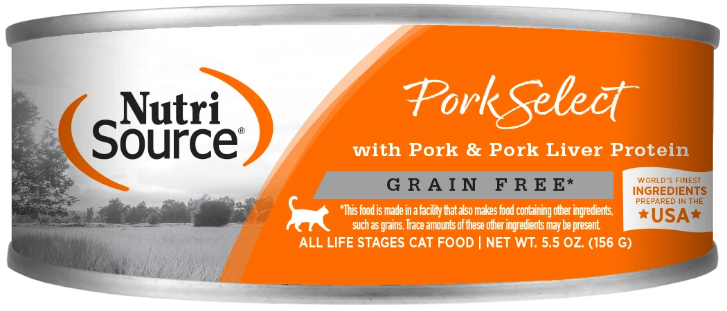 Nutrisource Grain Free Pork & Pork Liver Select Cat Canned Canned Cat Food - 5.5 oz - Case of 12