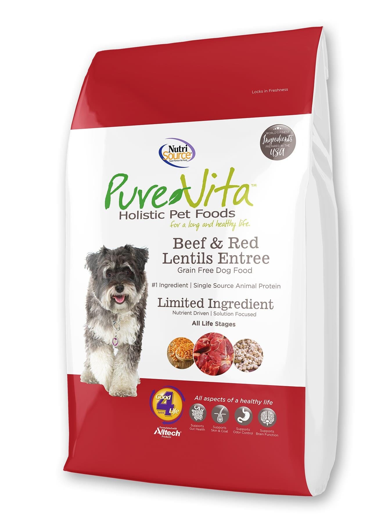 Nutrisource Pure Vita Grain Free Beef & Lentil (8 per bale) Dry Dog Food - 5 lb Bag  