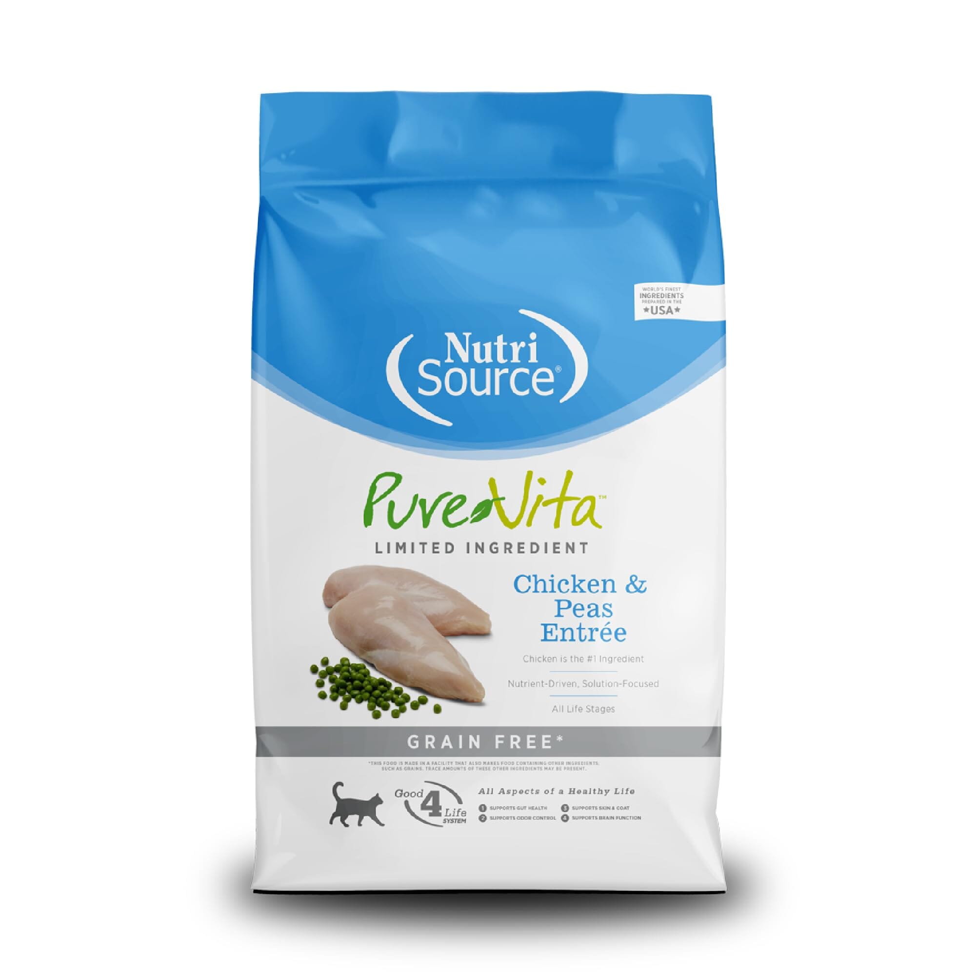 Nutrisource Pure Vita Grain Free Chicken & Peas Entrée (10 per bale) Dry Cat Food - 2.2 lb Bag  