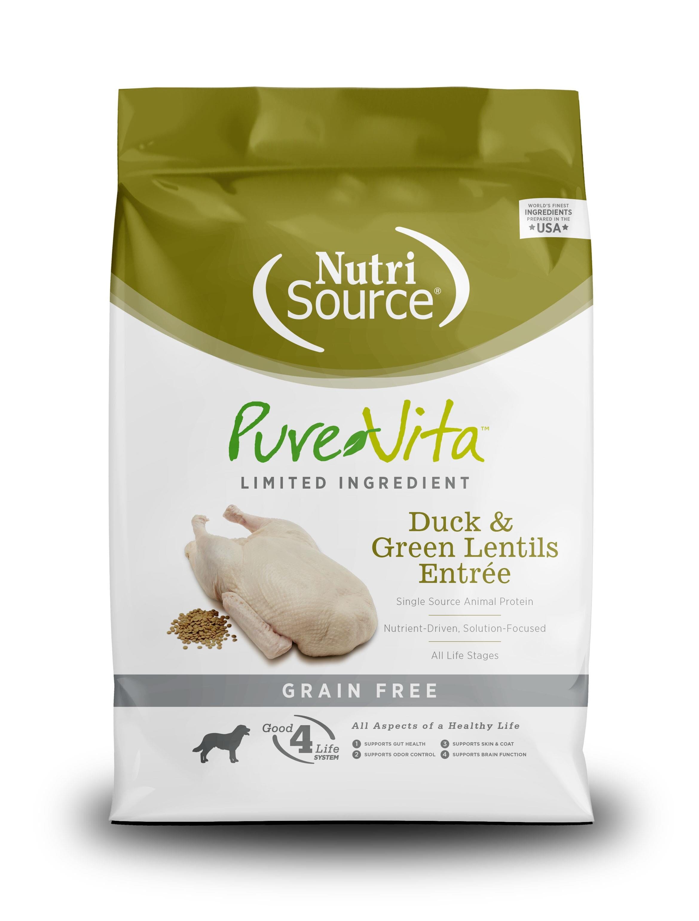 Nutrisource Pure Vita Grain Free Duck & Lentil (8 per bale) Dry Dog Food - 5 lb Bag  