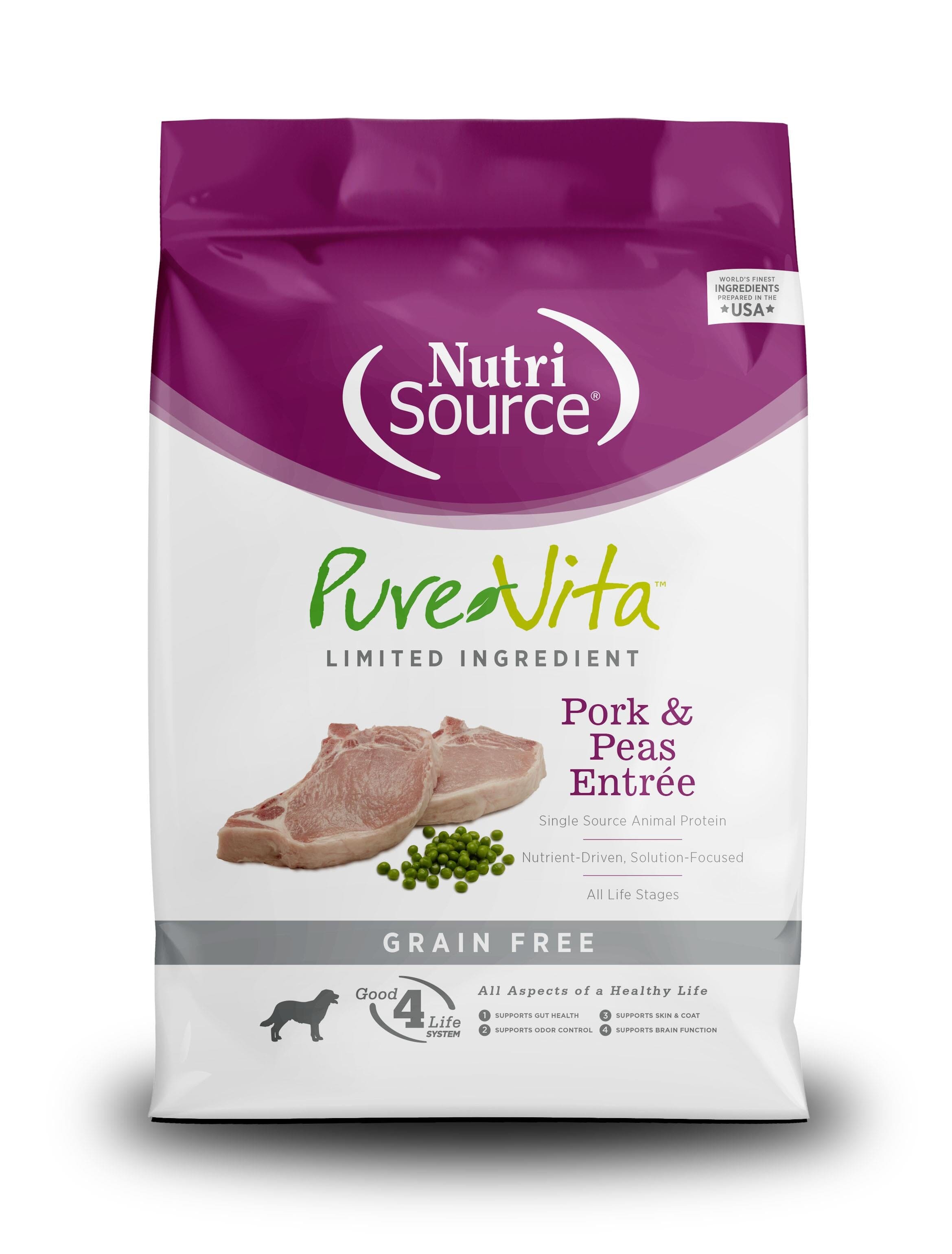 Nutrisource Pure Vita Grain Free Pork & Peas Dry Dog Food - 15 lb Bag  