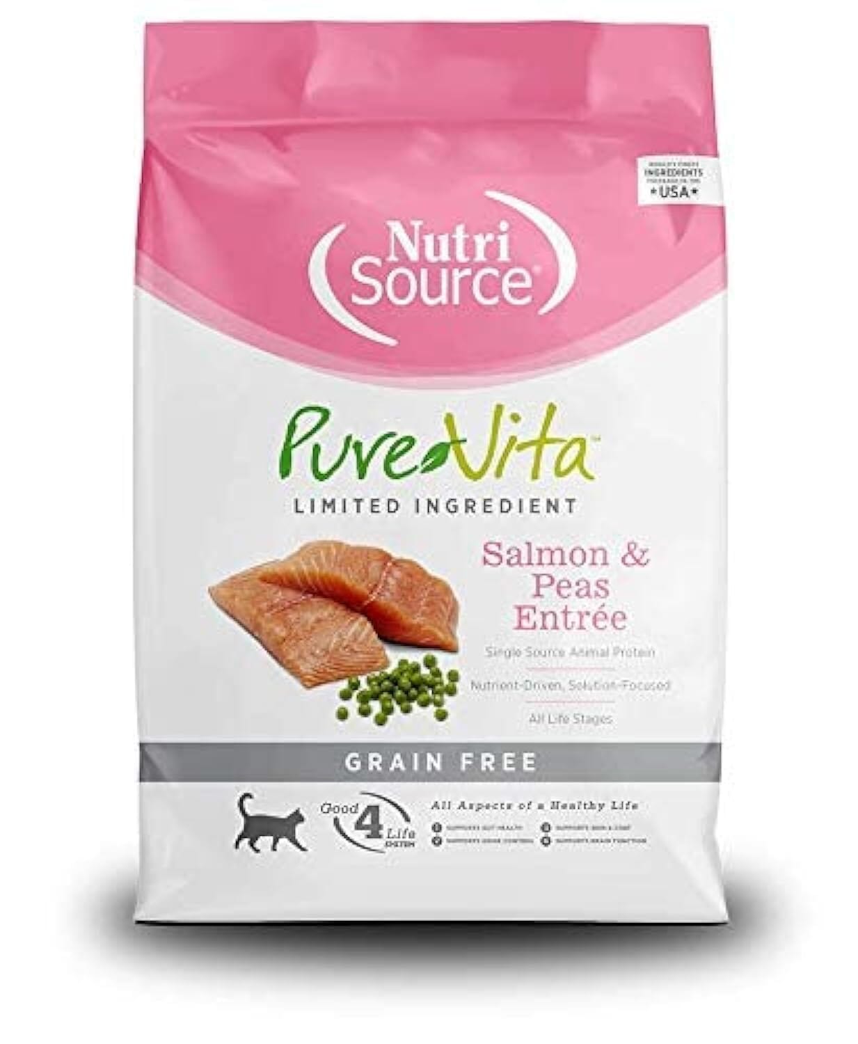 Nutrisource Pure Vita Grain Free Salmon & Peas Entrée Dry Cat Food - 12 lb Bag  