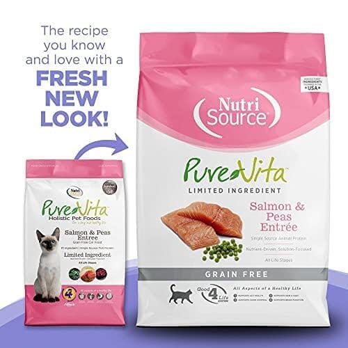 Nutrisource Pure Vita Grain Free Salmon & Peas Entrée Dry Cat Food - 12 lb Bag  