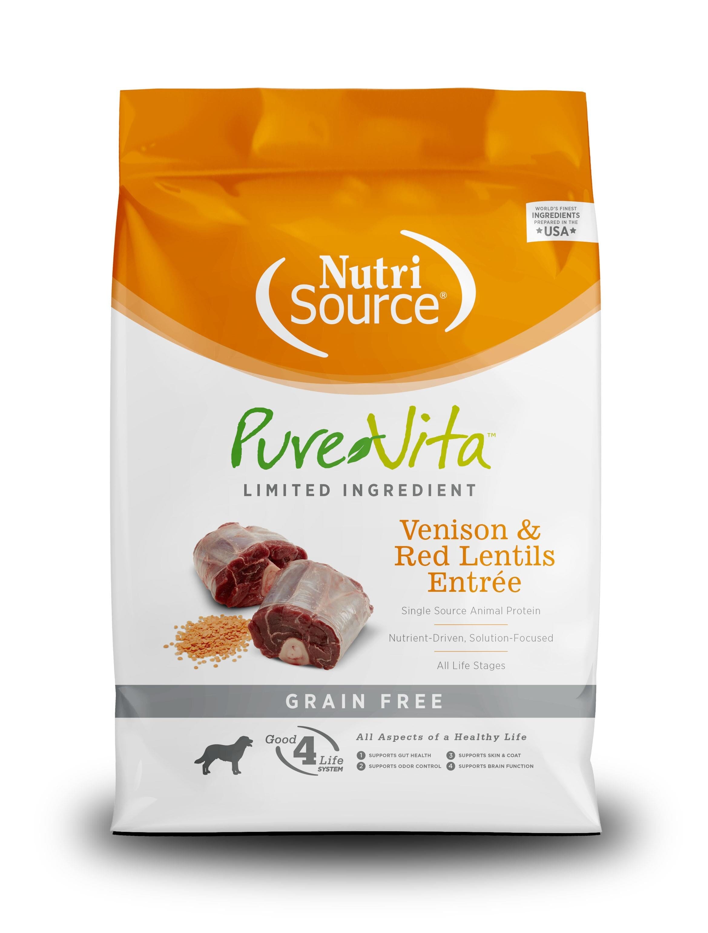 Nutrisource Pure Vita Grain Free Venison Dry Dog Food - 15 lb Bag  