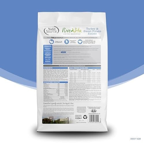 Nutrisource PureVita Grain-Free Limited Ingredient Turkey and Sweet Potato Dry Dog Food - 12 Lbs