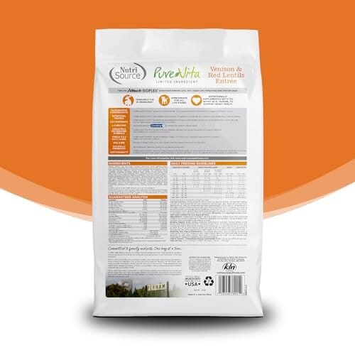 Nutrisource PureVita Grain-Free Limited Ingredient Venison and Red Lentils Entrée Dry Dog Food - 12 Lbs