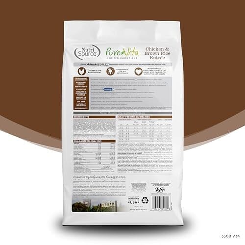 Nutrisource PureVita Limited Ingredient Chicken and Brown Rice with Wholesome Grains Dry Dog Food - 12 Lbs