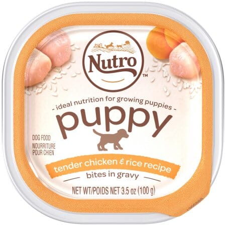Nutro Grain-Free Bites in Gravy Chicken Sweet Potato and Peas Puppy Recipe Wet Dog Food Trays - 3.5 Oz - Case of 24 Default Title