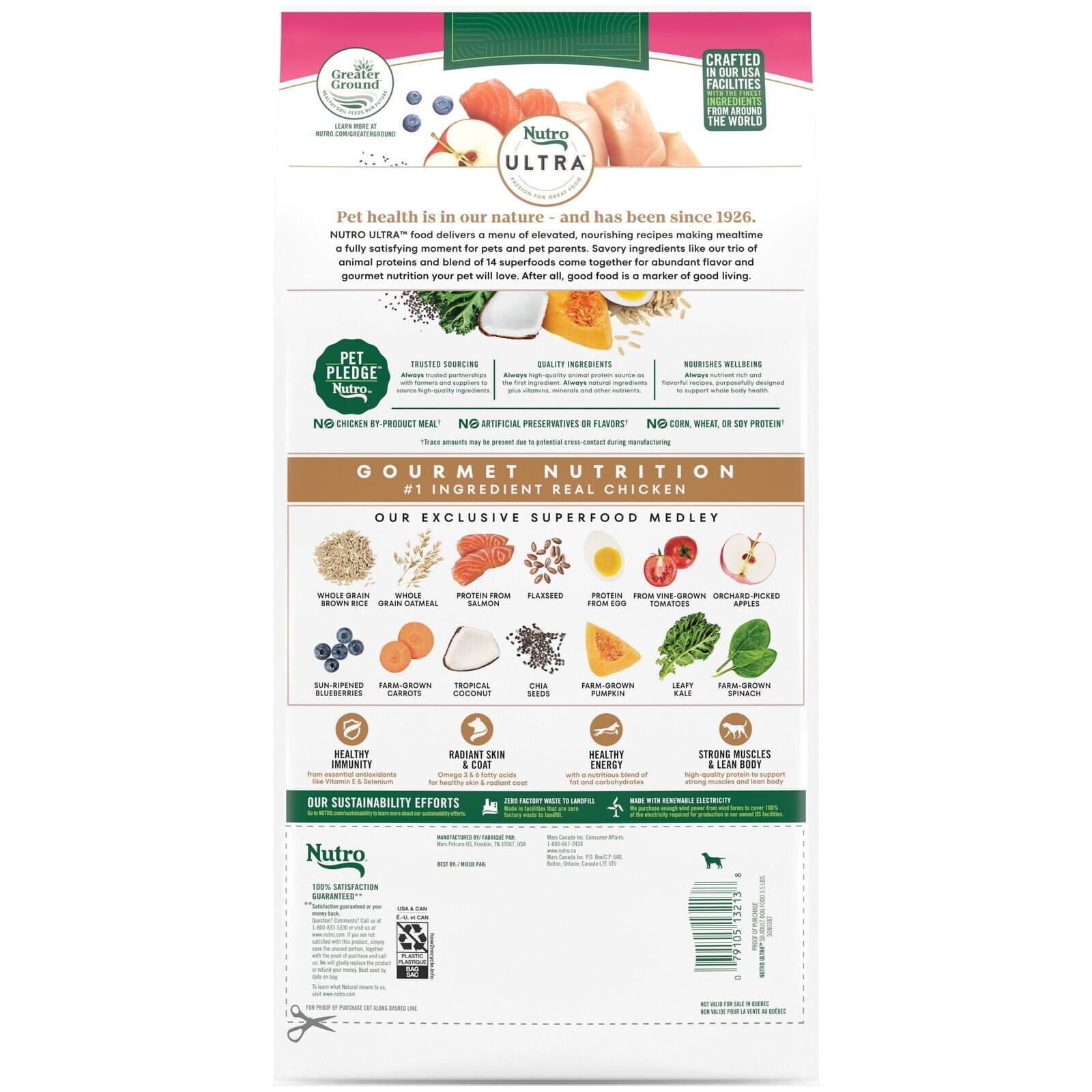 Nutro Ultra-High Protein Superfood Plate Chicken Lamb Salmon Small-Breed Adult Dry Dog Food - 3.5 Lbs