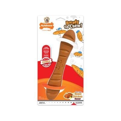 Nylabone Baguette Power Chewer Chicken Flavored Fetch and Chew Dog Toy - Large/Giant Default Title