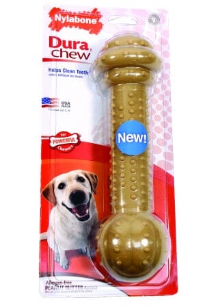 Nylabone Barbell-Bone Durable Power-Chew Peanut Butter Flavored Nylon Chew Dog Toy XX-Large