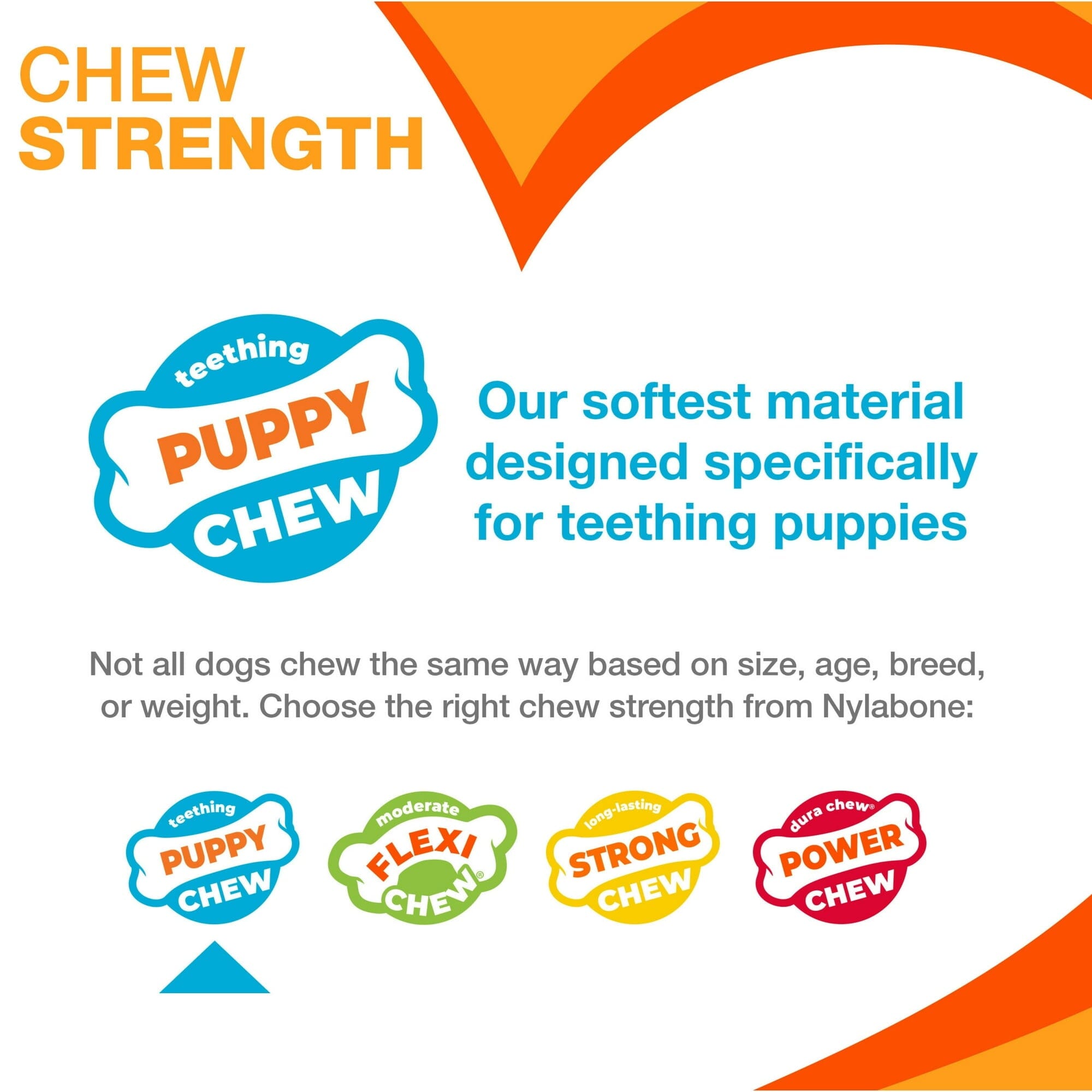 Nylabone Bone Puppy-Chew Chicken Flavored Puppy Teething Nylon Chew Dog Toy - Medium/Wolf