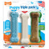 Nylabone Bone Triple Pack Puppy-Chew Chicken and Bacon Textured and Classic Nylon Dog Toy with Bone Treat - 3 Pack Default Title