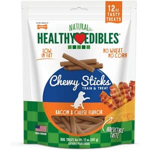 Nylabone Healthy Edibles Chewy Sticks Dog Biscuits Treats - Bacon/Cheese - 12 Oz