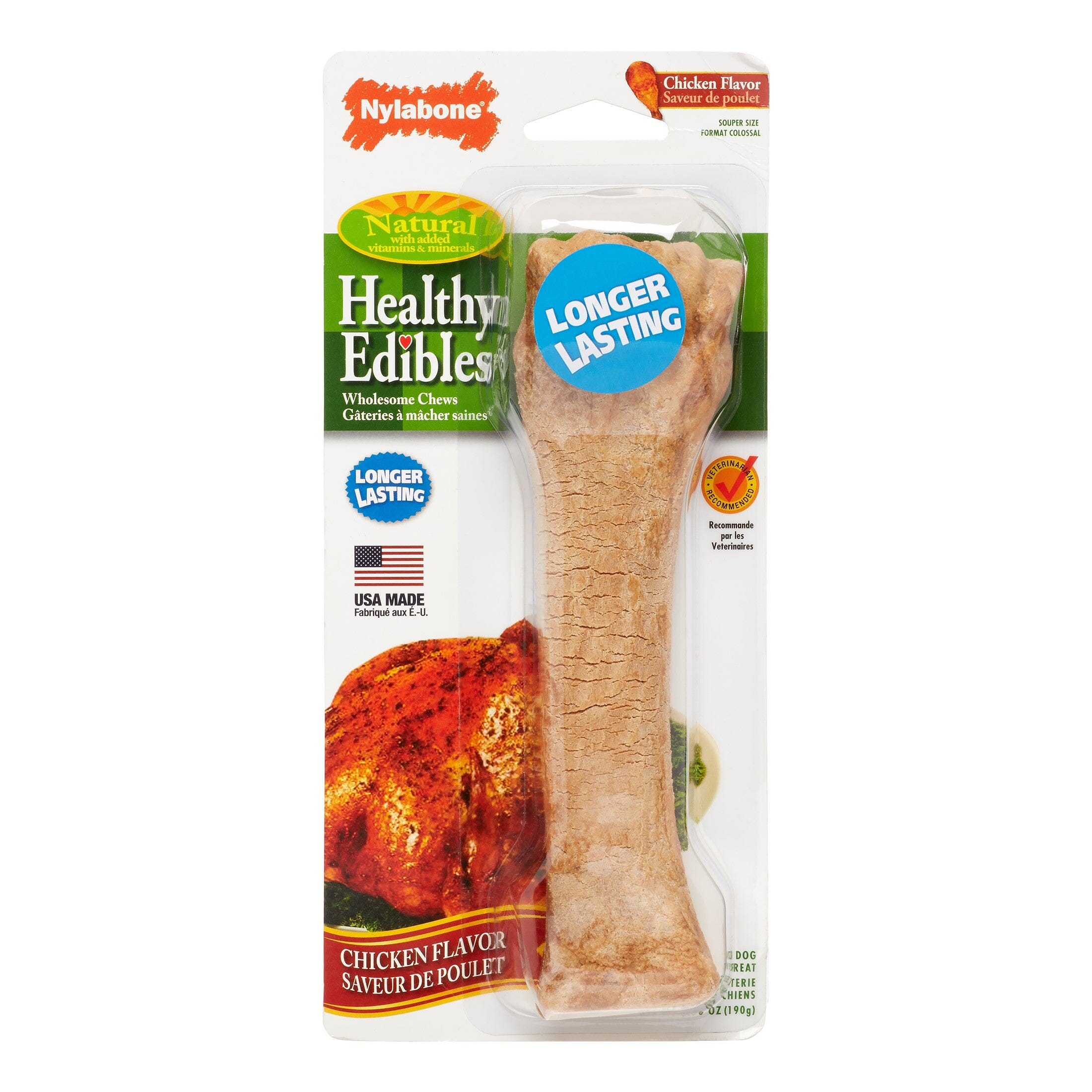 Nylabone Healthy Edibles Natural Chew Dog Biscuits Treats - Chicken - Souper