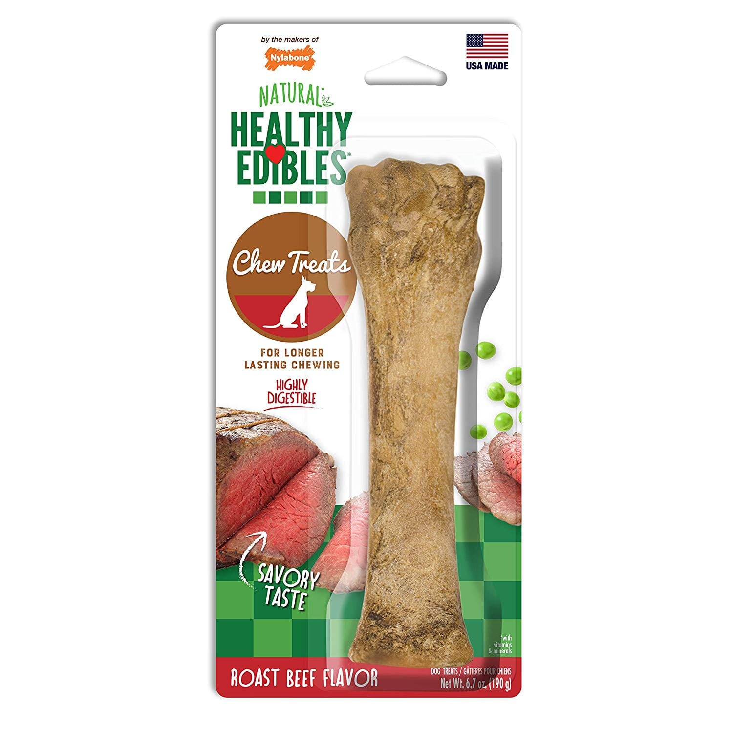 Nylabone Healthy Edibles Natural Chew Dog Biscuits Treats - Roast Beef - Souper