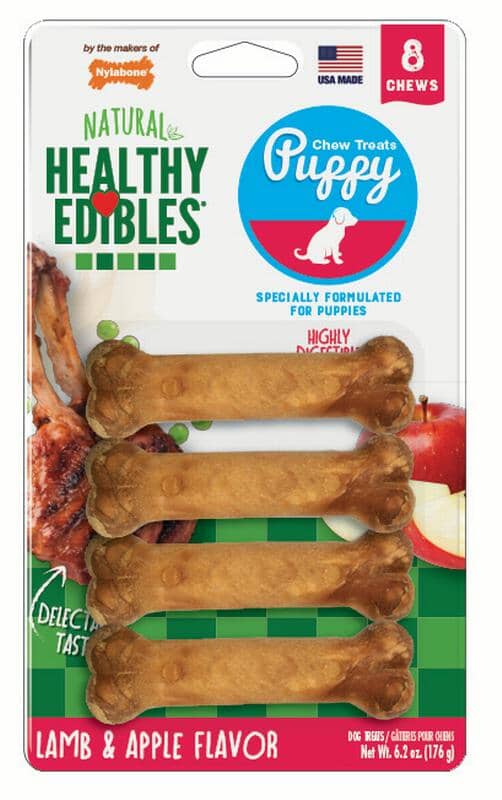 Nylabone Healthy Edibles Puppy Natural Chew Dog Biscuits Treats - Lamb/Apple - Petite - 8 Pack