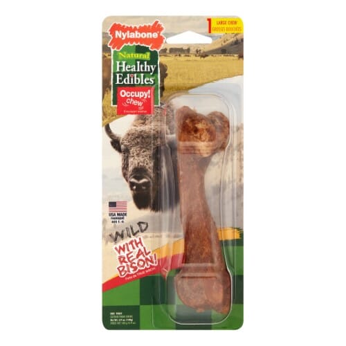 Nylabone Healthy Edibles Wild Natural Chew Dog Biscuits Treats - Bison - Large