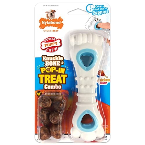 Nylabone Knuckle-Bone Pop-in-Treat Combo Puppy-Chew Chicken Flavor Treat Dispensing Puppy Dog Toy and Treats - Medium Default Title