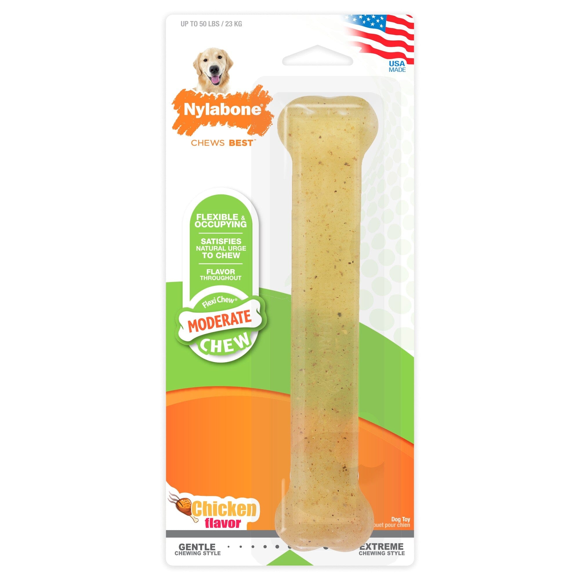 Nylabone Original Bone Flexi-Chew Moderate-Chew Chicken Flavored Chew Dog Toy Large/Giant