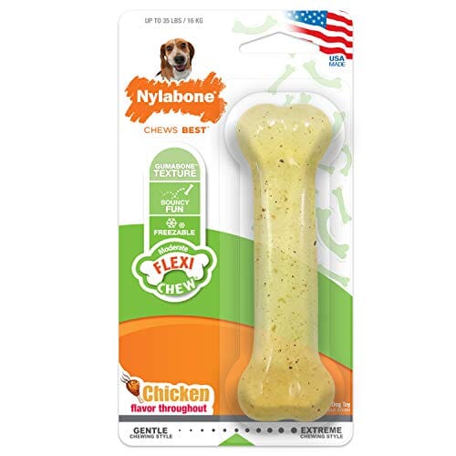 Nylabone Original Bone Flexi-Chew Moderate-Chew Chicken Flavored Chew Dog Toy Medium/Wolf