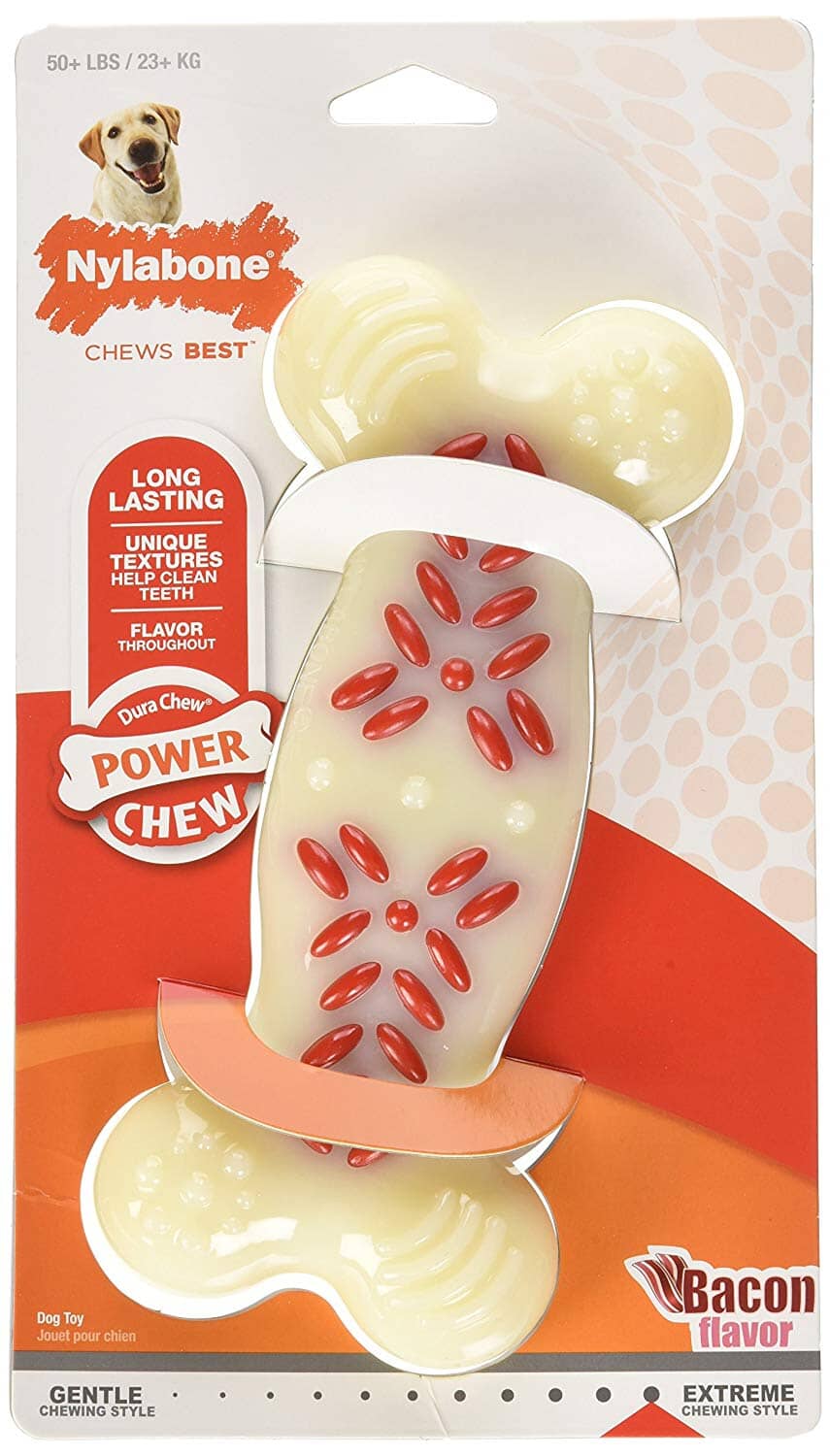 Nylabone Power-Action Ridges Dental Bone Power-Chew Bacon Flavored Nylon Chew Dog Toy - Extra Large Default Title