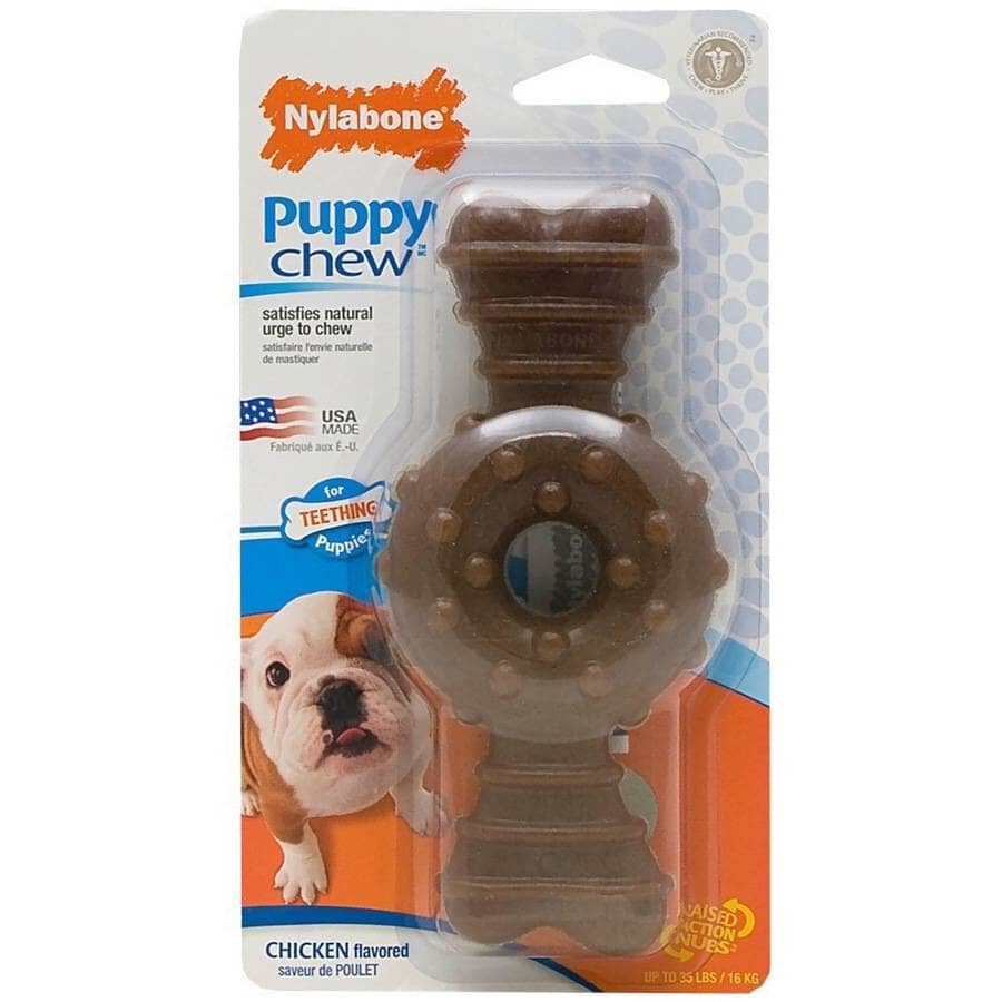 Nylabone Ring-Bone Puppy-Chew Chicken Flavored Teething Puppy Chew Dog Toy Medium