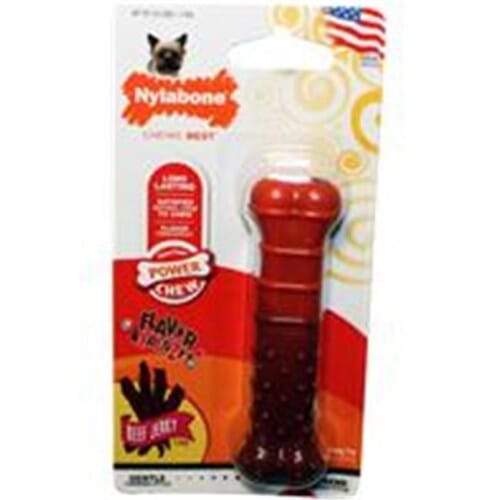 Nylabone Textured-Bone Durable Power-Chew Flavor Frenzy Beef Jerky Flavor Nylon Chew Dog Toy Small/Regular