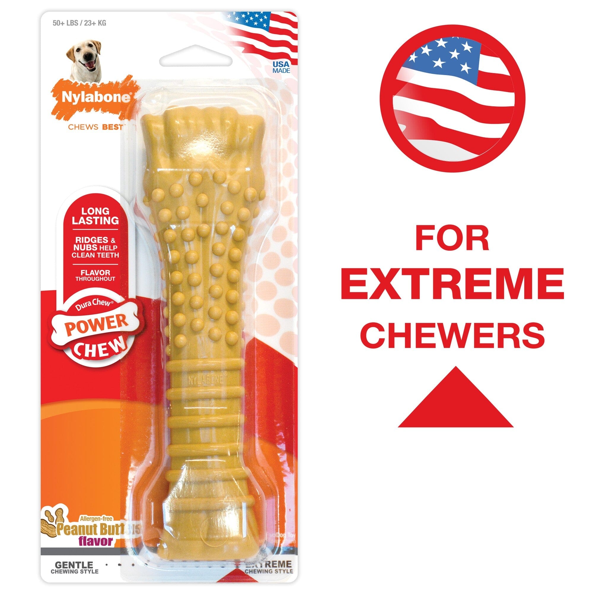Nylabone Textured Knuckle-Bone Durable Power-Chew Peanut Butter Flavor Nylon Chew Dog Toy - Extra Large/Souper Default Title