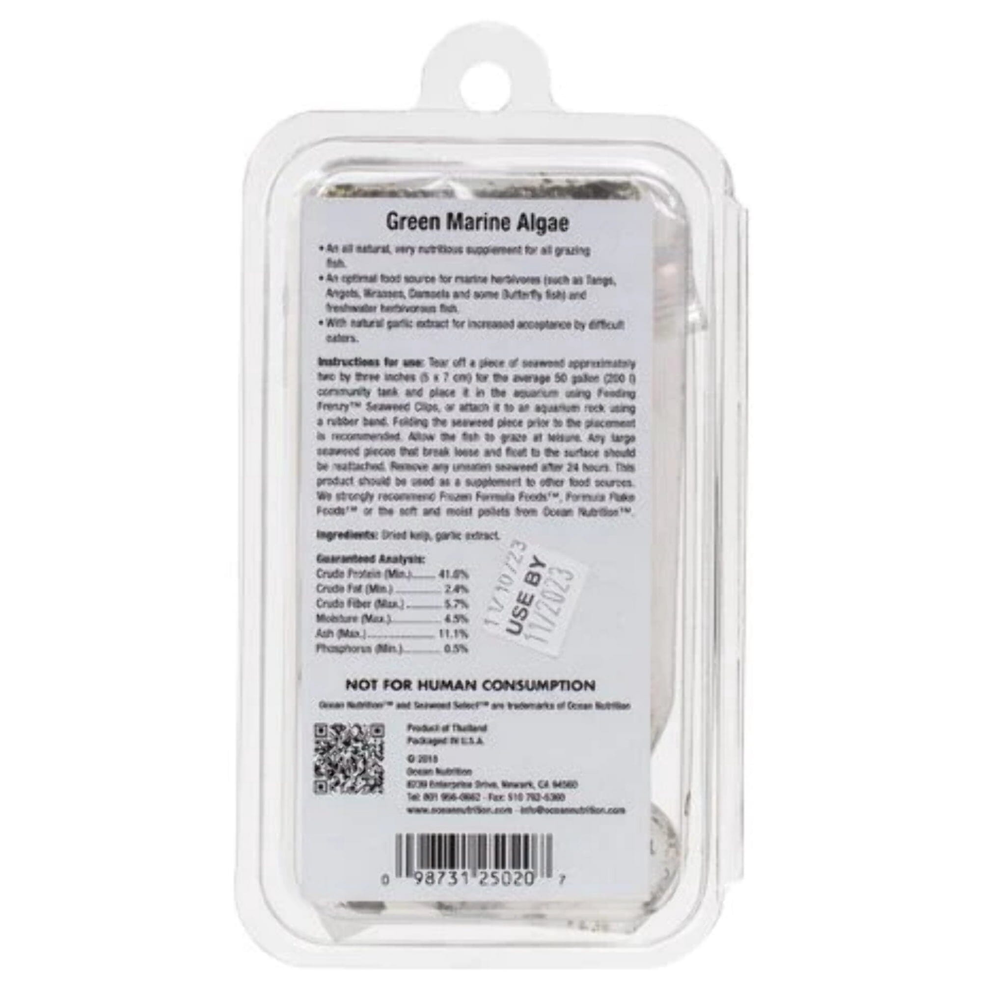 Ocean Nutrition Seaweed Select Green Algea Sheets with Garlic Extract Herbivore Marine Fish Food
