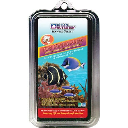 Ocean Nutrition Seaweed Select Red Algea Sheets with Garlic Extract Herbivore Marine Fish Food - 10 Count Default Title