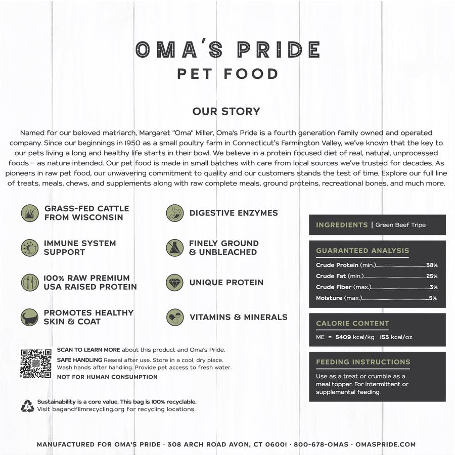 Omas Pride Beef Tripe Flats Freeze-Dried Natural Cat and Dog Chews