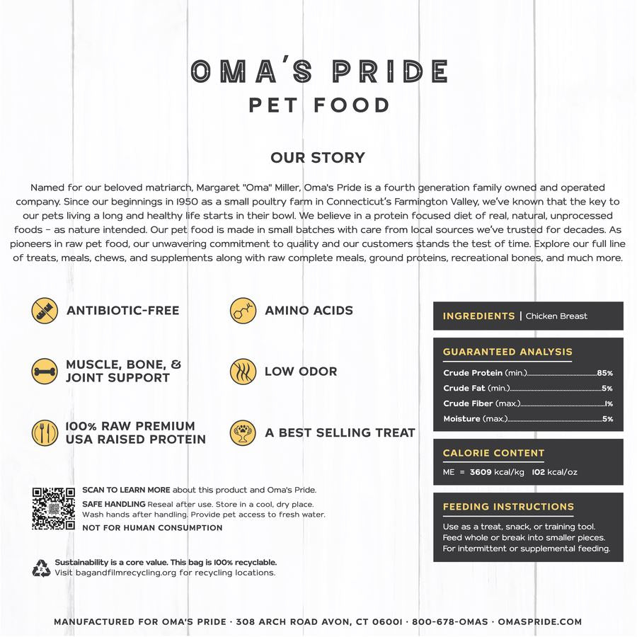 Omas Pride Chicken Breast Chunks Freeze-Dried Natural Cat and Dog Chews