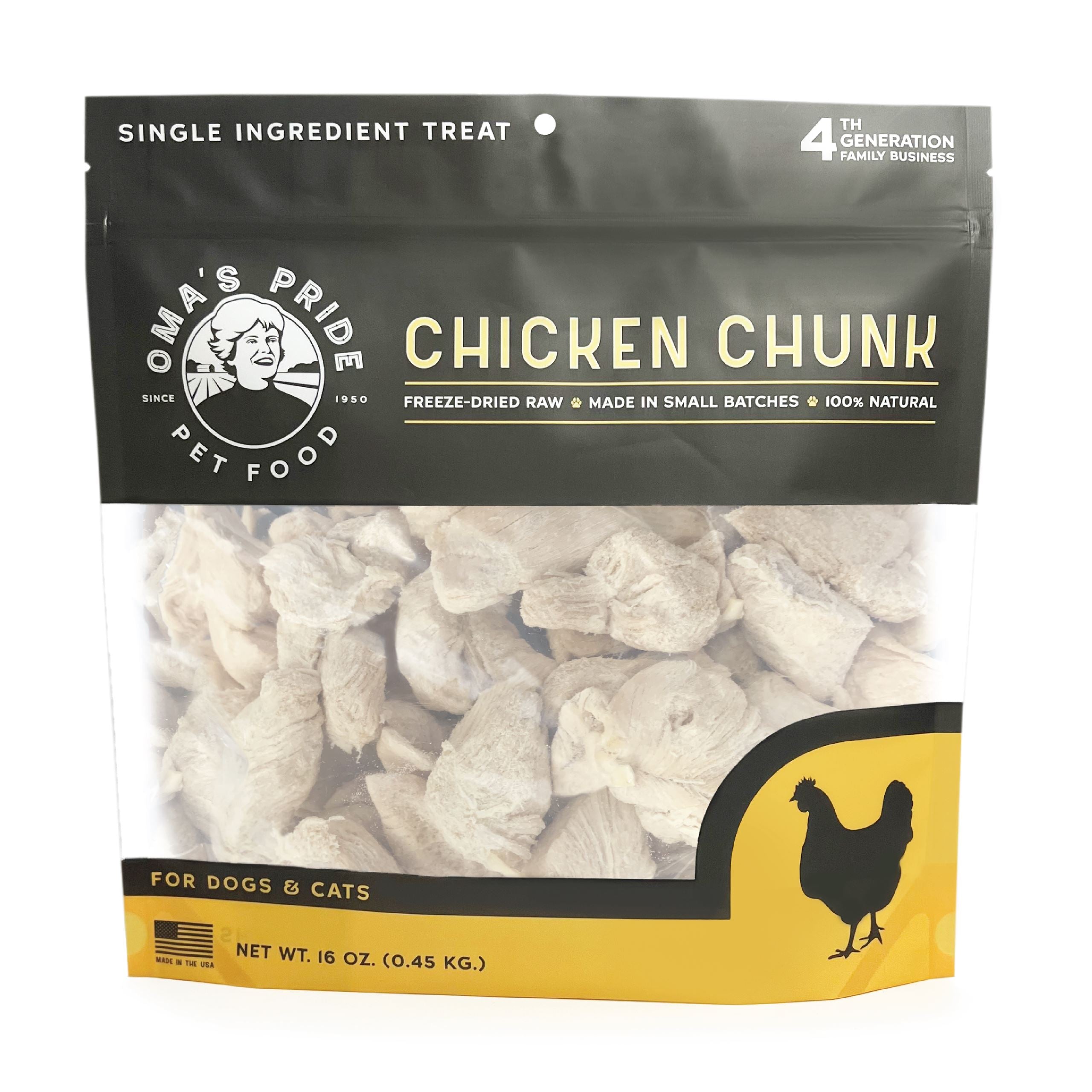 Omas Pride Chicken Breast Chunks Freeze-Dried Natural Cat and Dog Chews