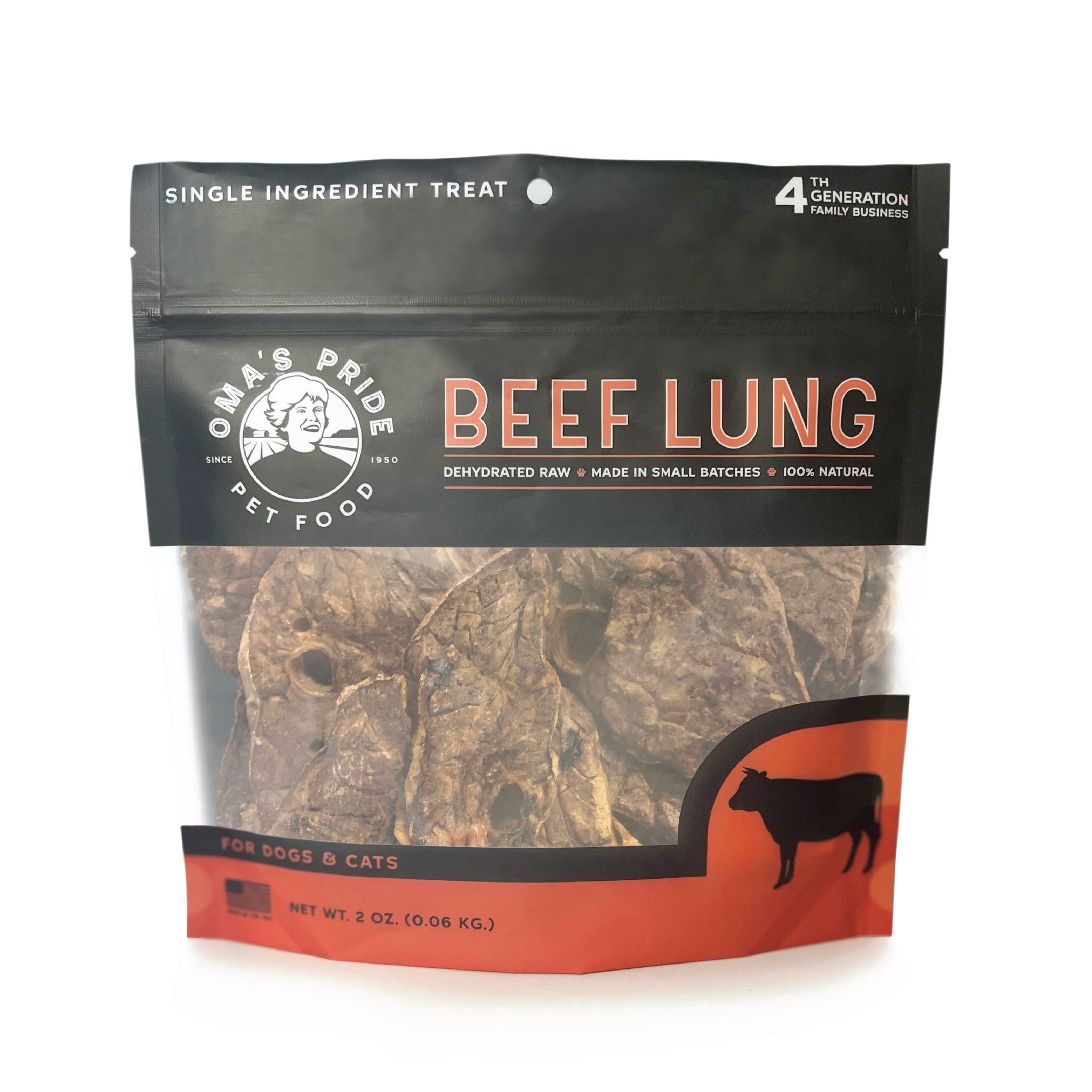 Omas Pride Dehydrated Beef Lung Freeze-Dried Natural Cat and Dog Chews