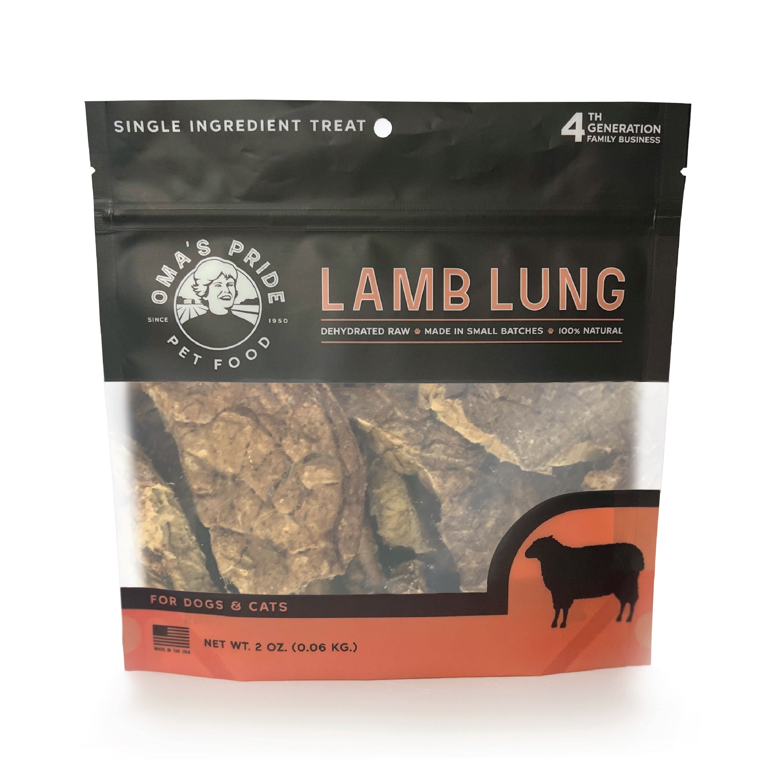 Omas Pride Dehydrated Lamb Lung Freeze-Dried Natural Cat and Dog Chews