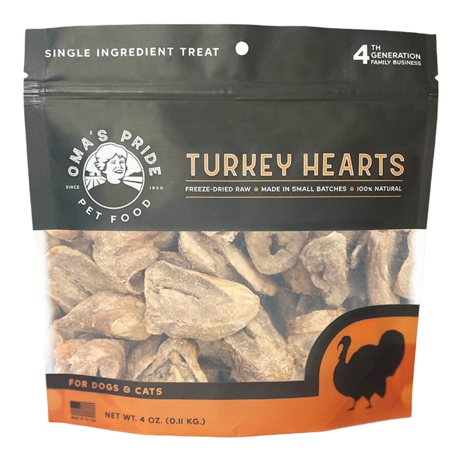 Omas Pride Sliced Turkey Hearts Freeze-Dried Natural Cat and Dog Chews - 4 Oz