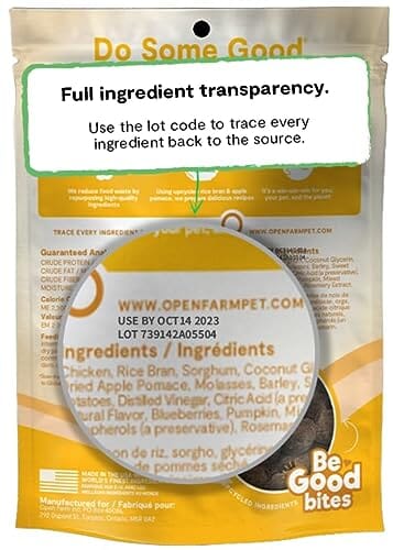 Open Farm Be Good Bites Non-GMO Chicken Recipe Soft and Chewy Training Dog Treats - 6 Oz