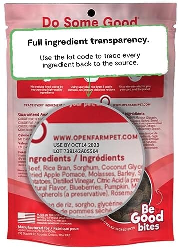 Open Farm Be Good Bites Non-GMO Grass-Fed Beef Soft and Chewy Training Dog Treats - 6 Oz