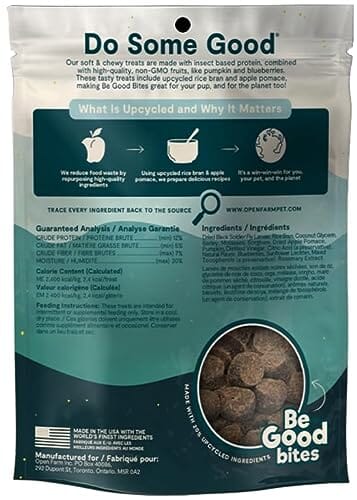Open Farm Be Good Bites Non-GMO Insect and Wholesome Grains Dehydrated Soft and Chewy Training Dog Treats - 6 Oz